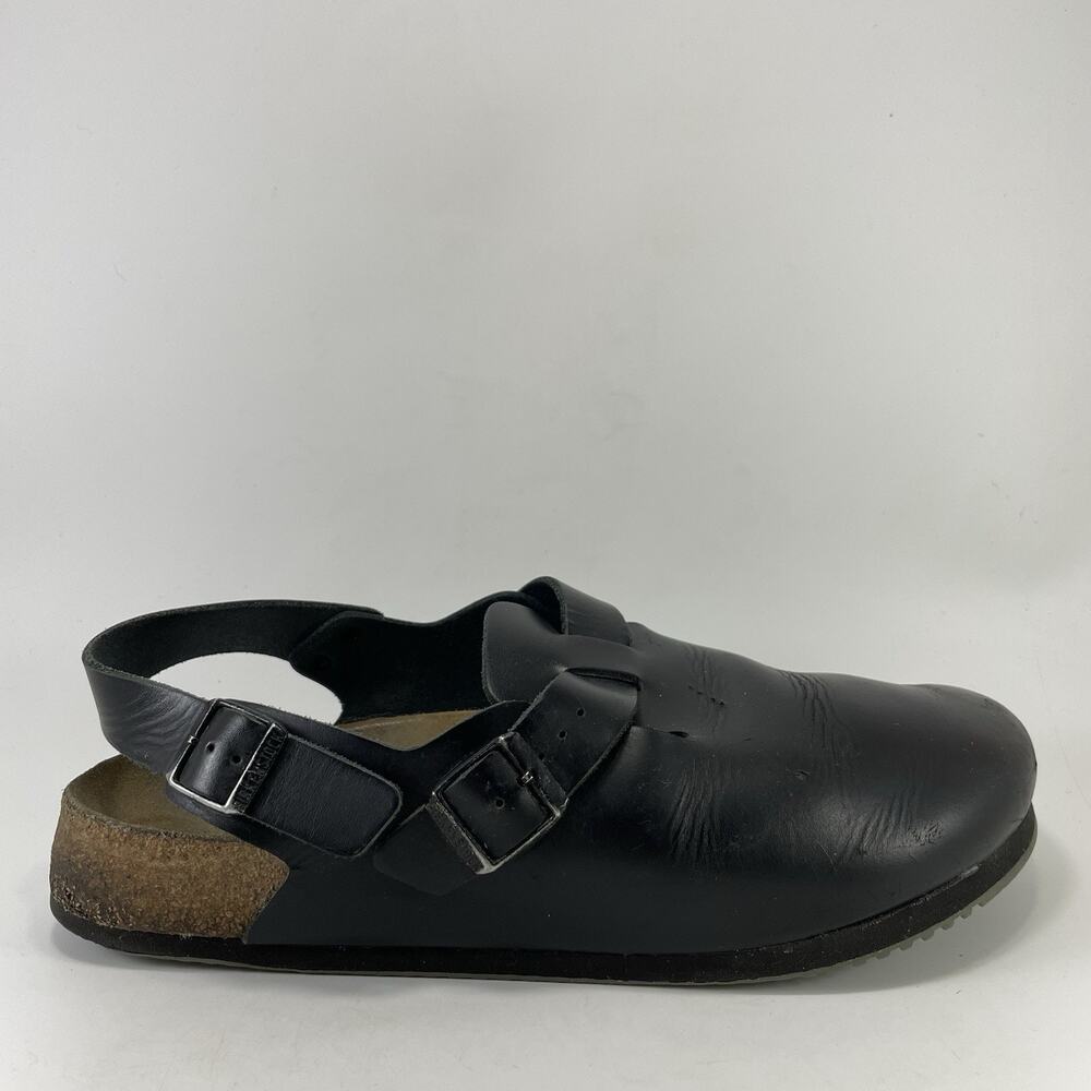 Birkenstock Tokio Super Grip Black Leather Clogs Mens Size 45, 12-12.5 Slingback